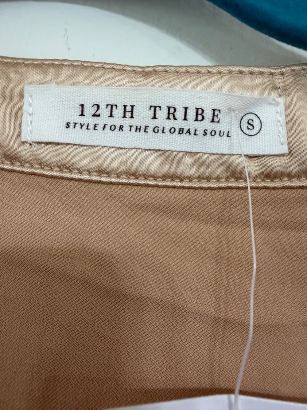 12th Tribe Beige Wrap Robe with Brown Lace Trim - Picture 6 of 16